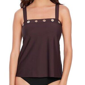 NWT Magicsuit Women's Brown Full Circle Shay Swim Tankini Top Size 12